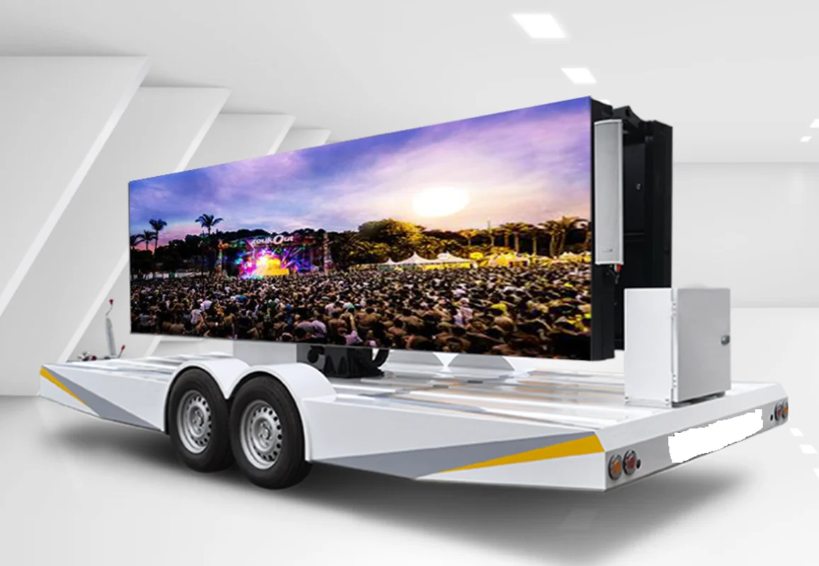 Led Display dimention:4800mm*2560mm，Foldable screen can be lifted up 2m;EUR standard trailer lights