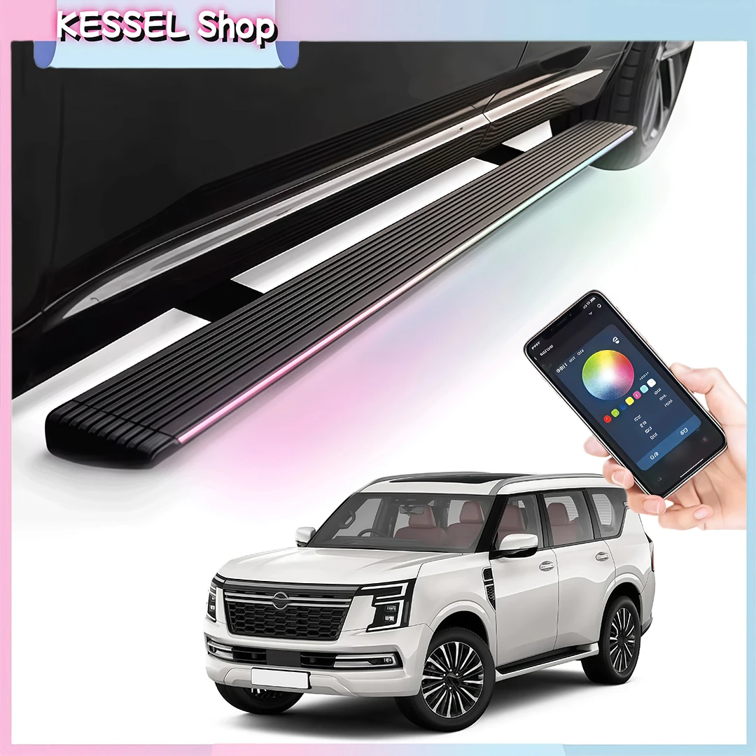 

Power Side Step with LED Light Electric Running Boards for Nissan Armada Platinum Patrol Y63 2025 2026 Retractable Truck Steps