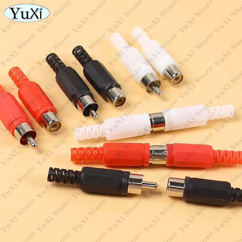 1-100Pcs RCA AV Male Plug Female Socket Lotus Plug Connector RCA Welding Adapter for AV Audio Video Speaker Plastic Lotus DIY Pa