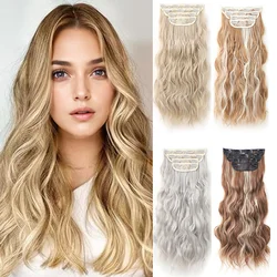 Extensions Capillaires Synthétiques sulfet Ondulées, Postiches à Double Trame, 16/20/24 Pouces, 4 Pièces/Ensemble, pour Femme