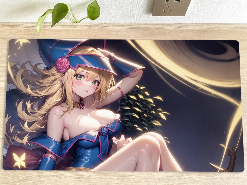 YuGiOh Playmat Dark Magician Girl TCG CCG Mat Trading Card Game Mat Table Desk Mat Mouse Pad Gaming Play Mat 60x35cm With Bag