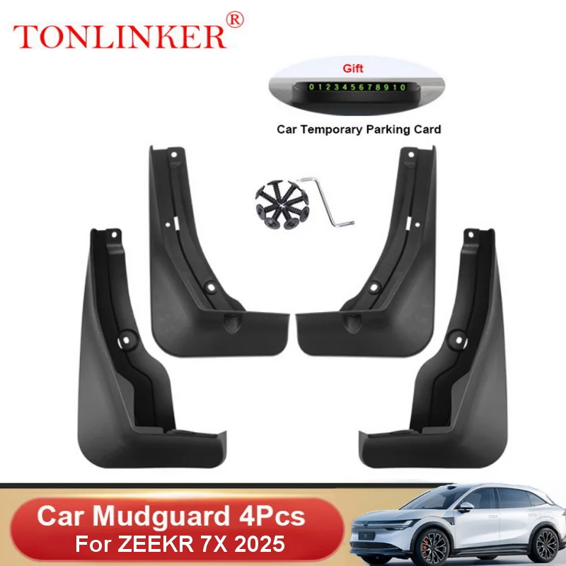 Tonlinker 4 Pcs Car Mudguard For ZEEKR 7X 2025- Front Rear Mud Flaps Mudguards Splash Guards Fender Mudflaps Accessories