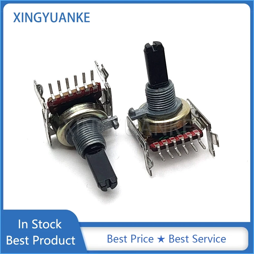 1PCS 161 Type Horizontal Double C100K With Midpoint Power Amplifier Volume Potentiometer 6-Pin Half Shaft Length 20MM