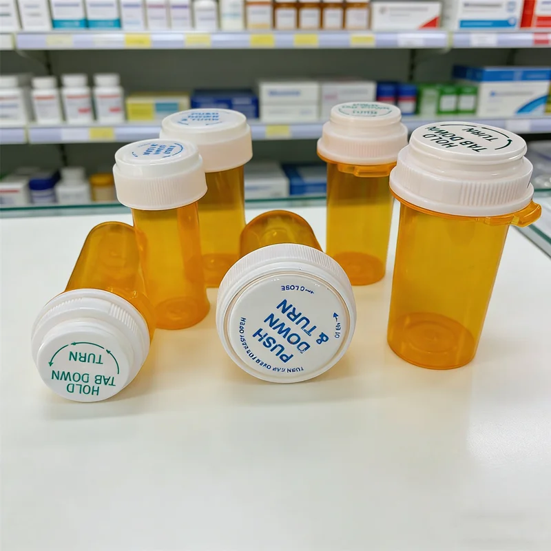 Double-Sided Cap Pill Bottles​ Child-Resistant Yet Easy Open 5-20Pcs Empty Plastic Containers Pharmaceutical Storage & Organizer