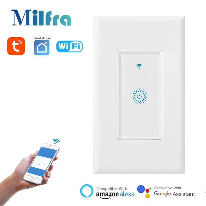 Tuya Wifi Touch Switch 1/2/3 Gang US Smart Home Wall Light Switches touch Induction Led Indicator Support Alexa Google Home