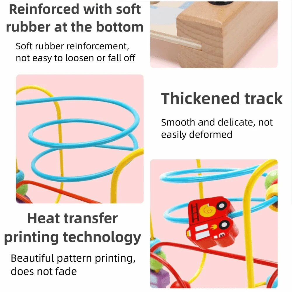 ของเล่นไม้รูปทรงรถยนต์สำหรับเด็ก ฝึกทักษะการเรียนรู้ สร้างสรรค์ พร้อมลูกปัดหลากสีสัน แบบรถไฟเหาะและวงแหวน