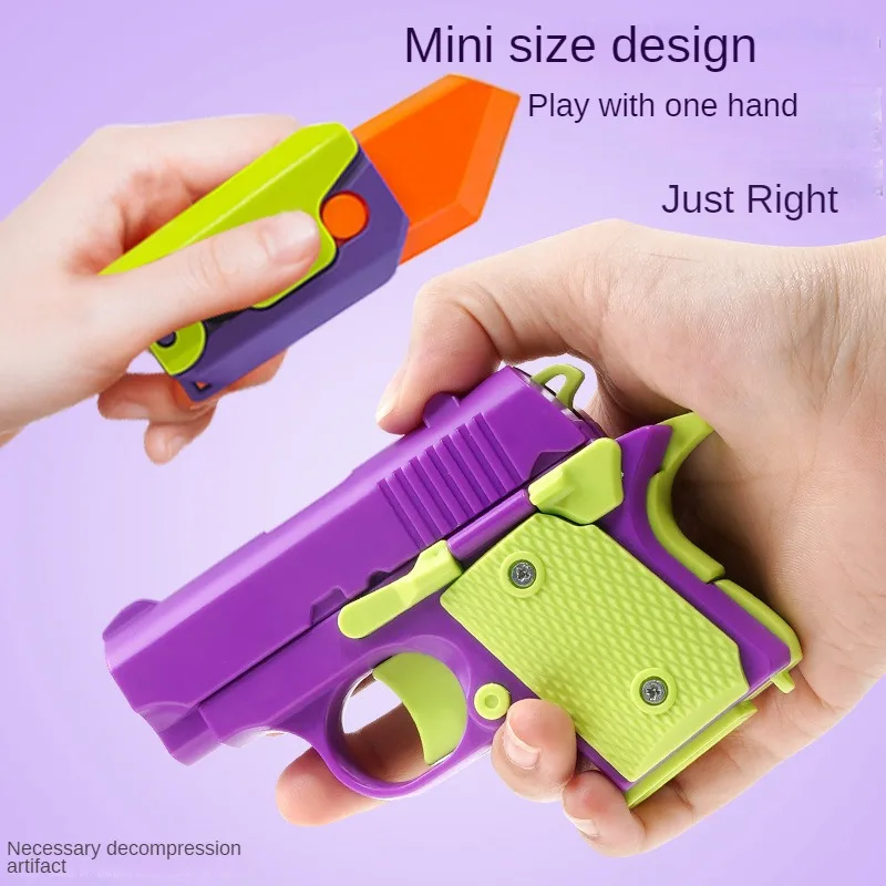 3D Gravity Model Gun Mini 1911 Toy Gun Luminous Transparent Shell Trendy Stress Relief Toy Snake Whistle Birthday Christmas Gift