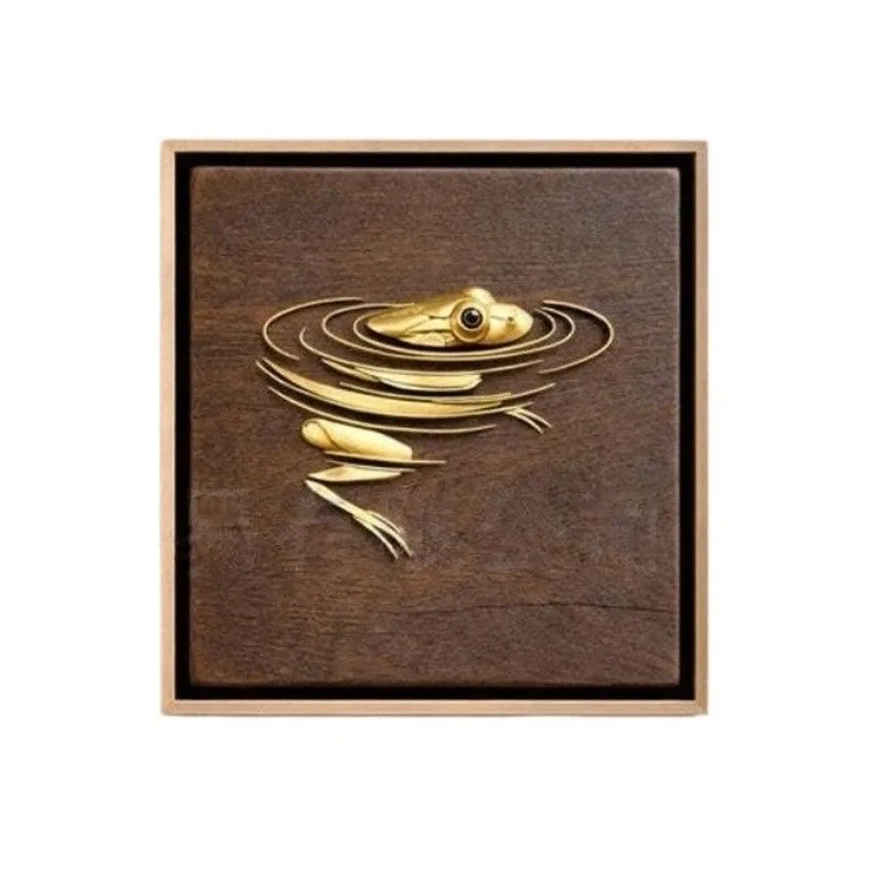Dynamic Visual Effects Metal Frog Sculpture Exquisite Portable Frog Picture Frame Ornament Creative