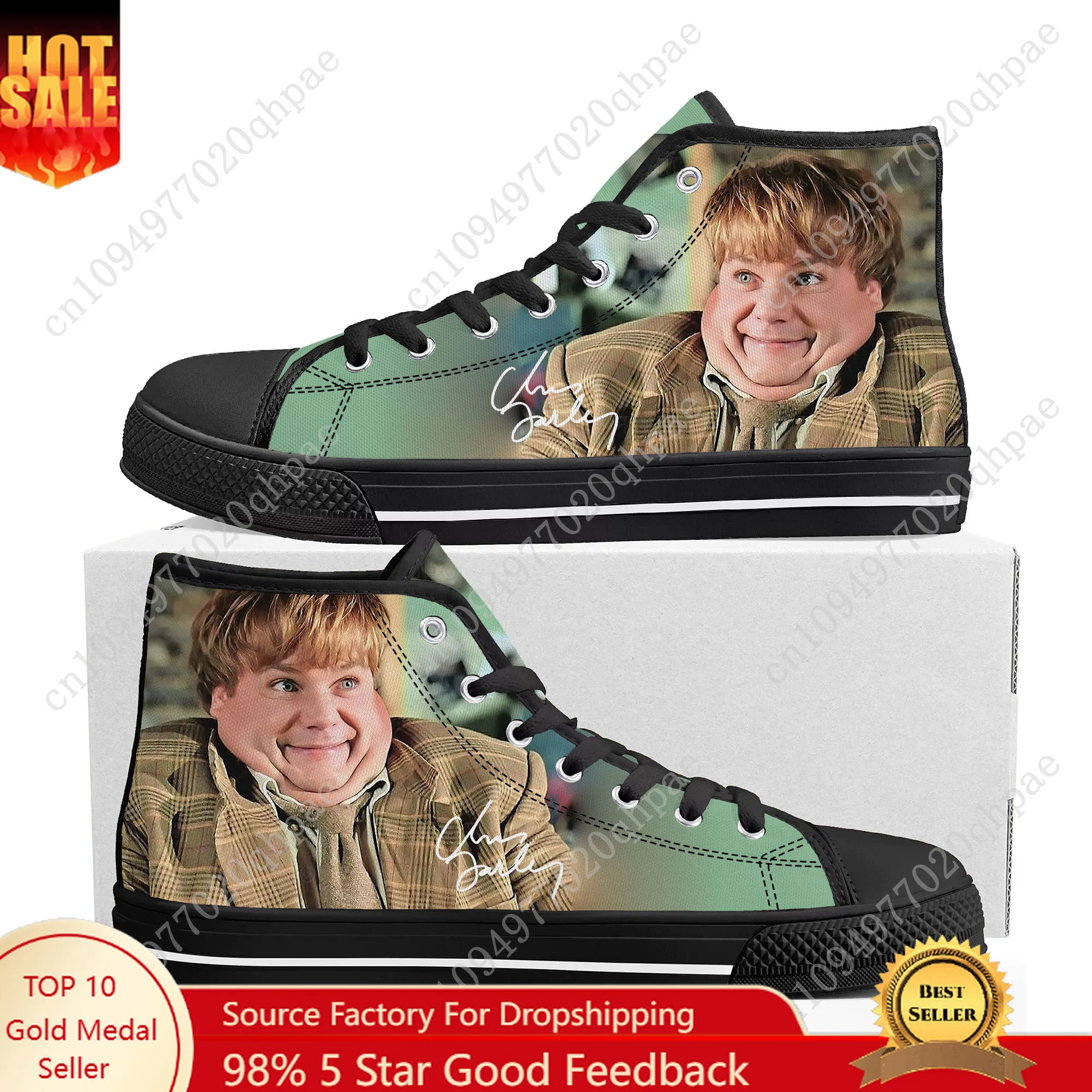 

Chris Farley High Top Sneakers Mens Womens Teenager High Quality Canvas Sneaker 3D Print Casual Couple Shoes Personalized Shoe