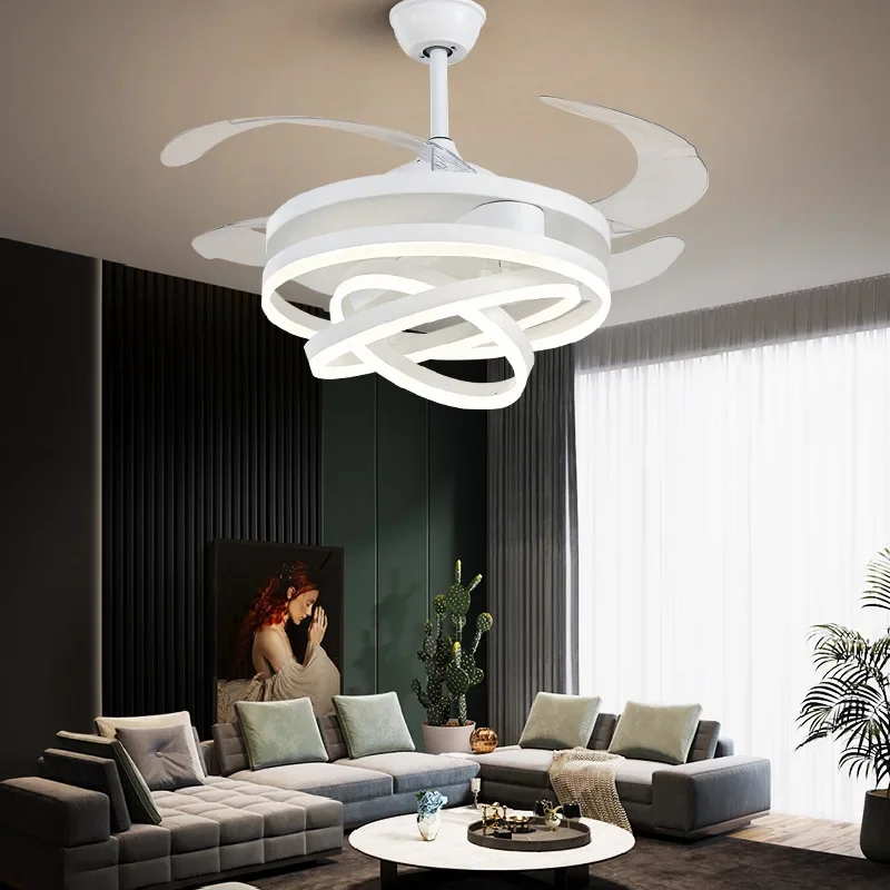 

New Modern Ceiling Fan Lamp Adjustable LED 220v 42 Inch DC Frequency Remote Control Living Room Bedroom Restaurant Lighting