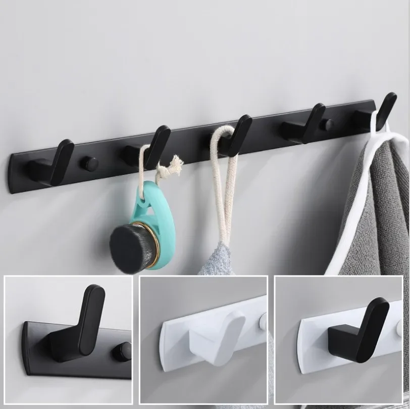 Black White Robe Hook Bathroom Towel Hooks Towels Bag Hat Hook Wall Mounted Clothes Coat Hook Wall Hanger Bathroom Hardware