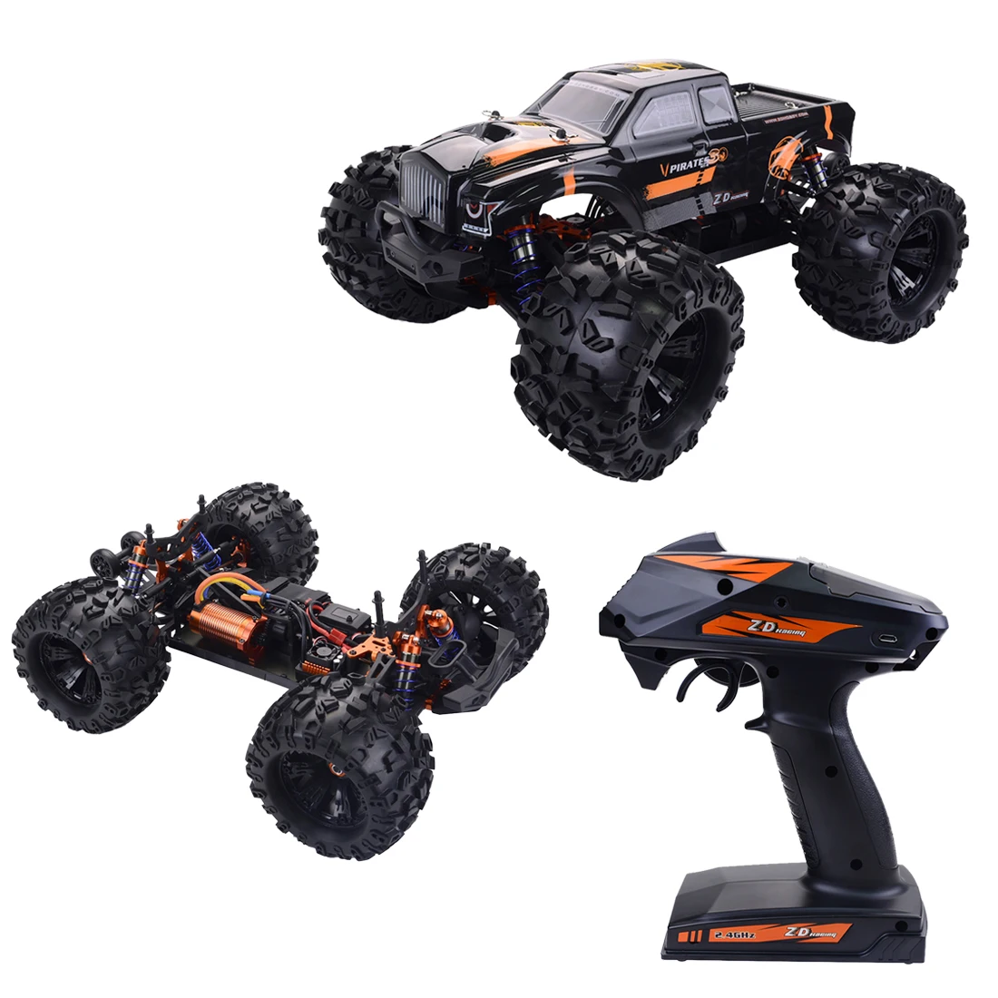 ZD Racing MT8 Pirates3 1/8 2.4G 4WD 90km/h Brushless Motor RC Car Monster Off-road Truck - Black