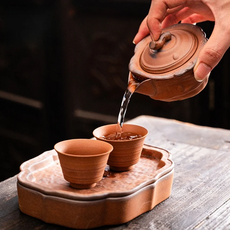 

Чайник для чайной церемонии в форме бамбука из состаренной глины, ретро-чайник, кувшин для заваривания чая, одинарный чайник для чайной церемонии