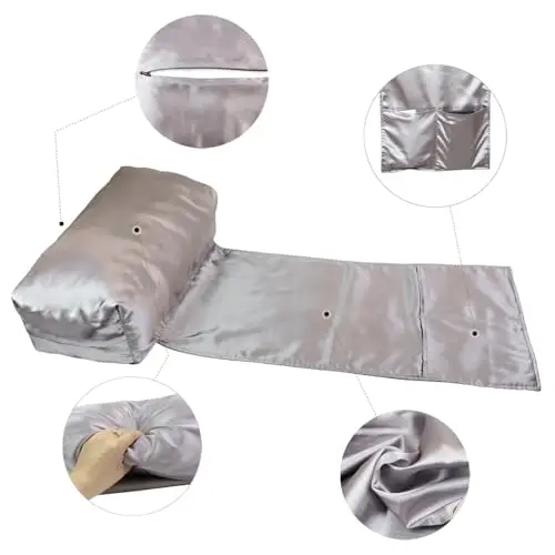 

Satin Neck Support Pillow For Recliner With Non-Slip Design And Storage Pocket