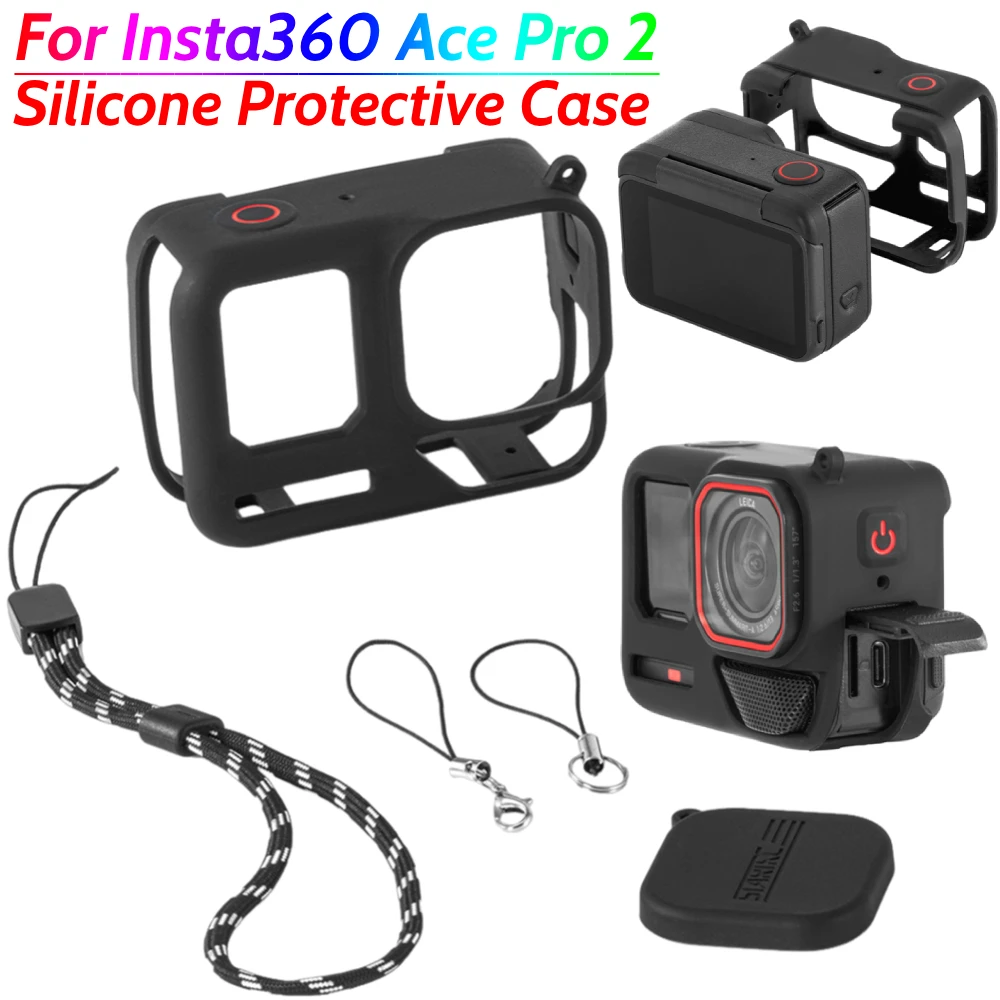 Funda de silicona para Insta360 Ace Pro 2, cubierta protectora a prueba de golpes, jaula protectora a prueba de caídas, accesorios de protección para cámara