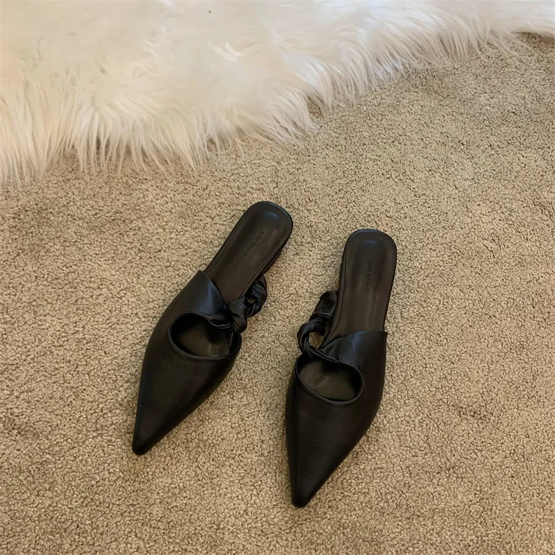 

Pop Spring Niche Design Half Bag Head Heel Slippers Women's Outer Wear Temperament Single Shoes Pointed