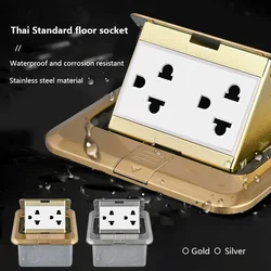 Thai American Standard floor socket,AC 110-250V Waterproof hidden Electrical outlet Box US Kitchen floorindoor Gold plug socket