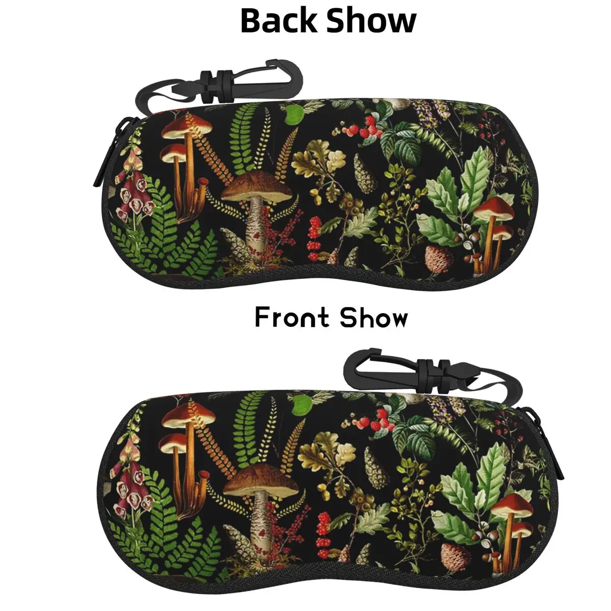 

Vintage Midnight Mushrooms Forest Botanical Night Garden Shell Glasses Case Sunglasses Box Women Men Soft Eyeglasses Bag Pouch