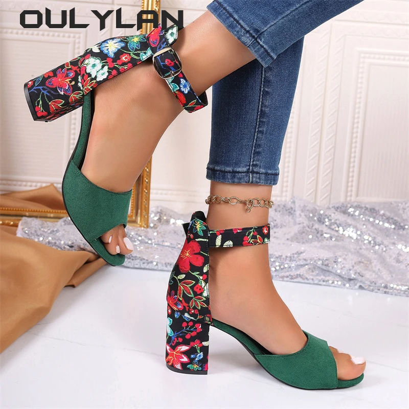 NEW Flower Color High Heels Ankle Strap Platform Shoes Fashion Female Pumps Peep Toe Women Black Herd 36-43 Sandals