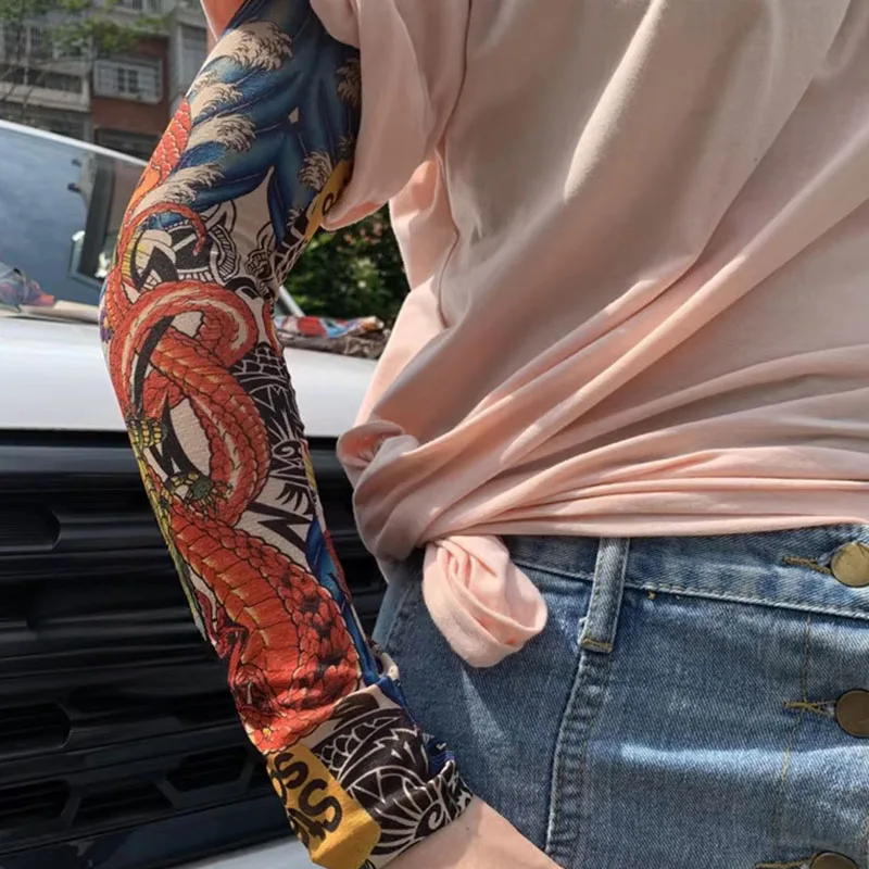 6 PCS Tattoo Sleeves Unisex Summer Cycling Sun Protection Arm Covers Beach Driving Fishing Breathable Nightclub Elastic Sleeves