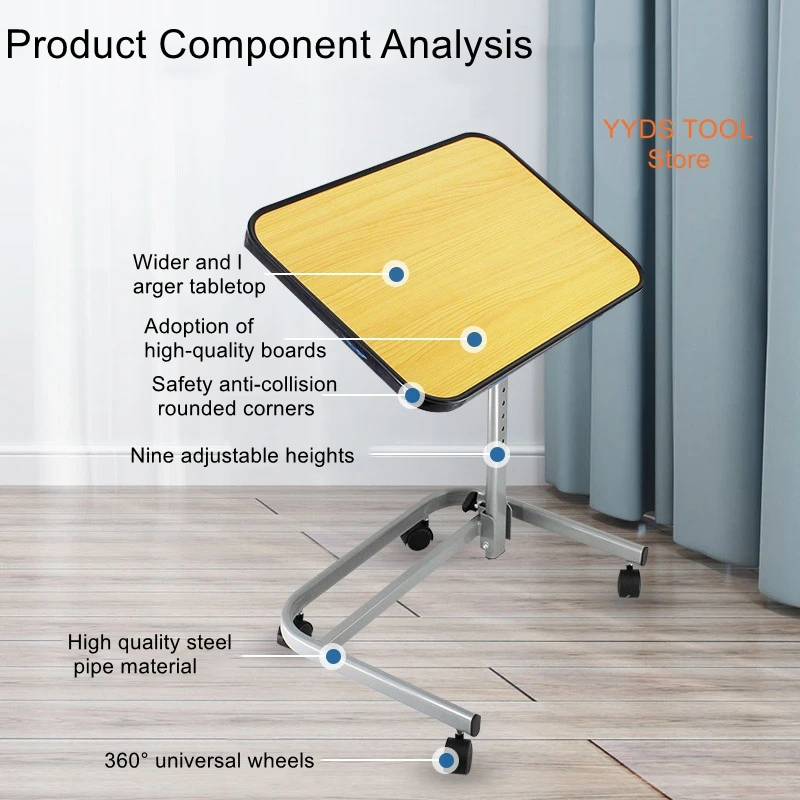 Manual lift and folding hospital home computer desk folding all-in-one bedside table can be flipped desktop