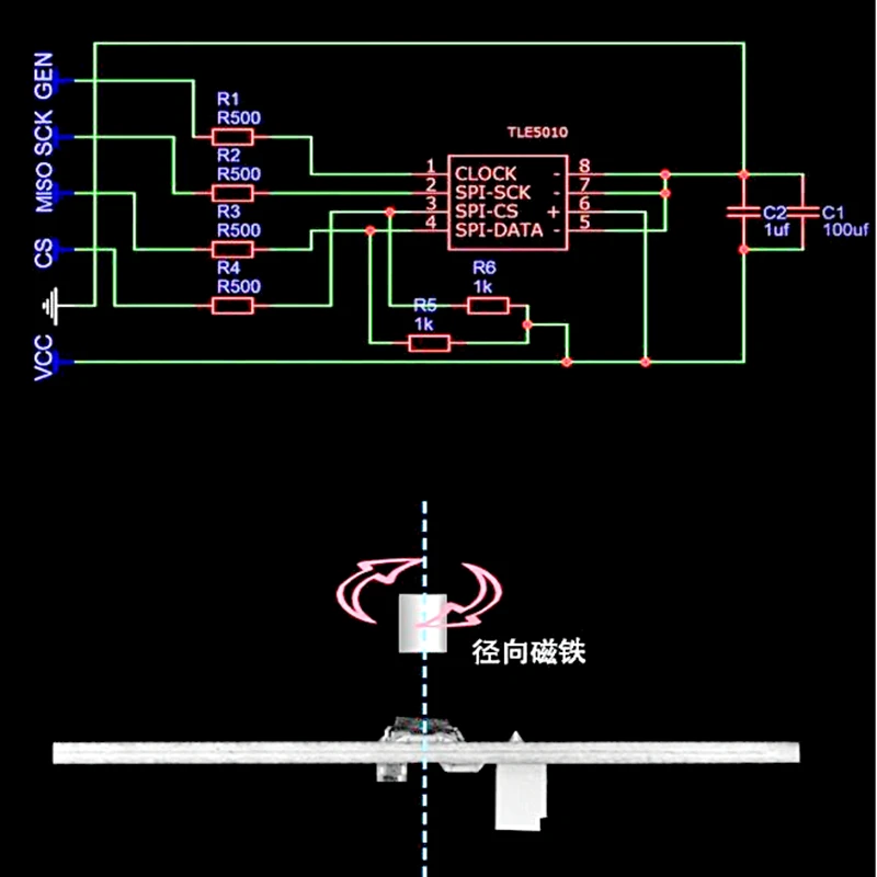 Imagem -03 - Sensor do Ângulo Magnético Pwb Modo Digital Tle5010 1pc