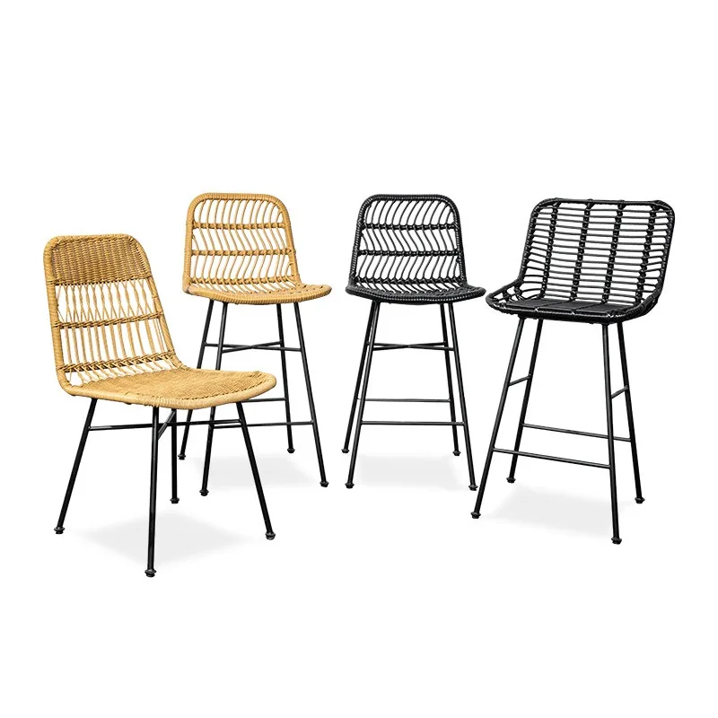

Outdoor rattan chair handmade PE rattan table and chair furniture, outdoor restaurant balcony casual wrought iron chair