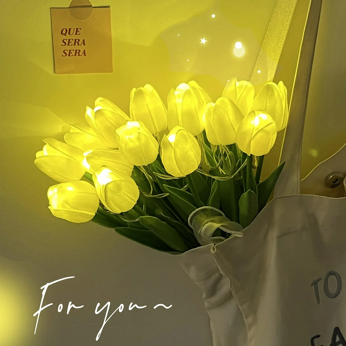 10 pezzi tulipani con luce a LED fiori di tulipano artificiale lampada da tavolo simulazione tulipani Bouquet luce notturna regali per la festa della mamma per Hom