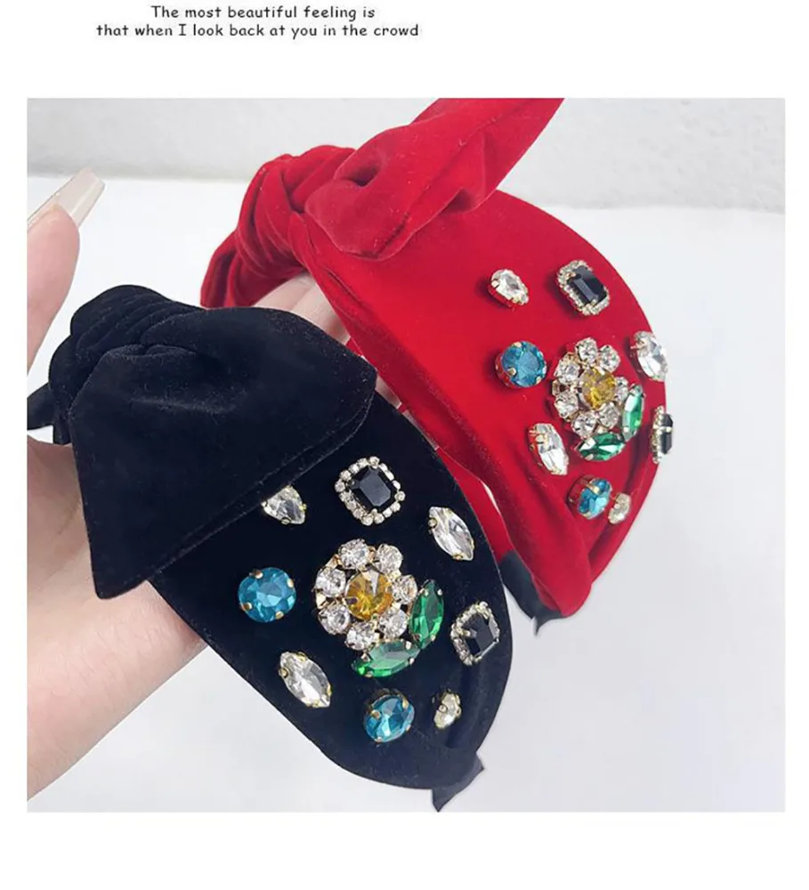 Headbands For Women Bow Knot Headband Wide Bejewelled Hairband Hair Accessories For Valentine's Day Anniversaries Gift