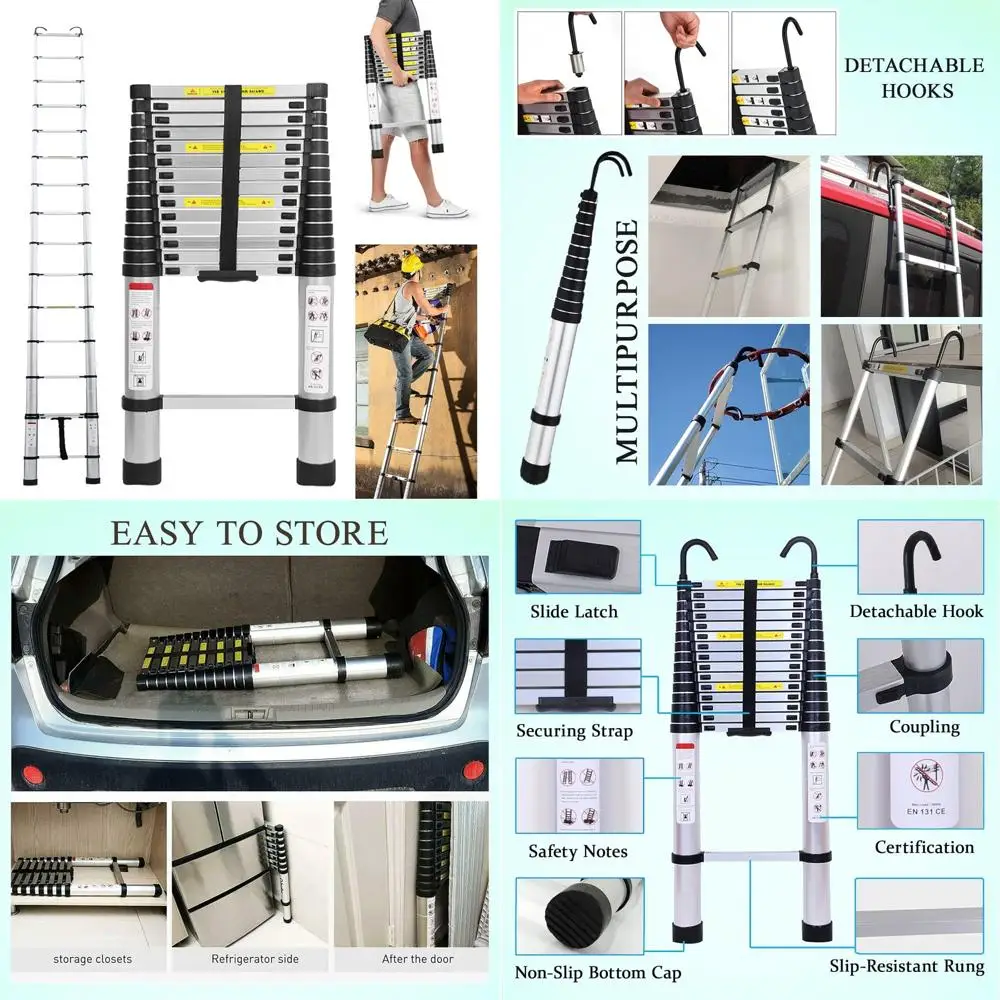 

Телескопическая алюминиевая удлинительная лестница — 20,5 футов / 6,2 метра для обслуживания дома, ремонта зданий, садоводства и доступа в стиле лофт