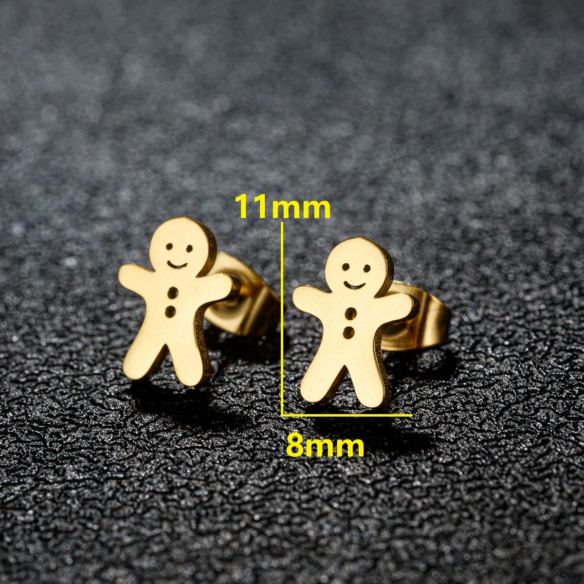 1Pair Stainless Steel Gingerbread Man Earring Christmas Gift