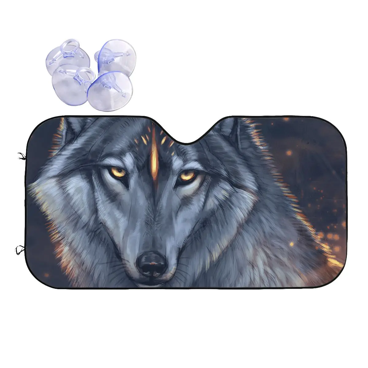 

Beautiful Wolf Warrior King Cartoon Sunshade Windscreen Mystery Car Front Windshield 70x130cm Car Sunshade Heat Reflector