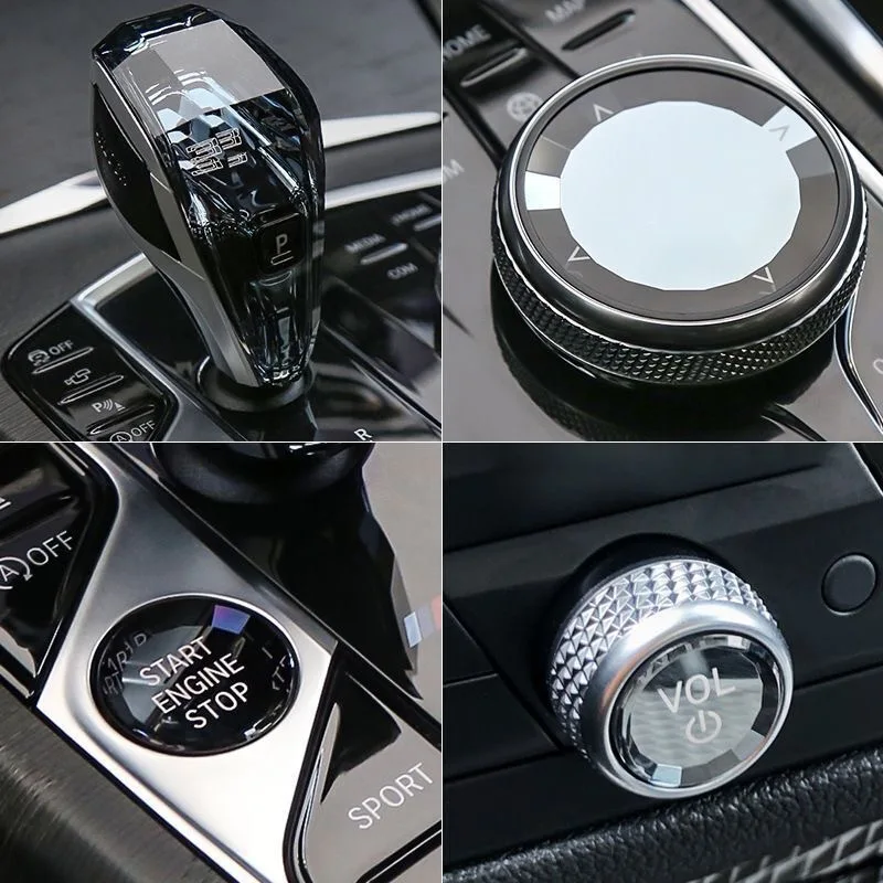 4 Piece Set Crystal Gear Shift Knob Lever For BMW G20 G21 iX3 G08 X3 G01 X6 G06 X7 G07 X5 G05 Automatic Crystal Gear Handle