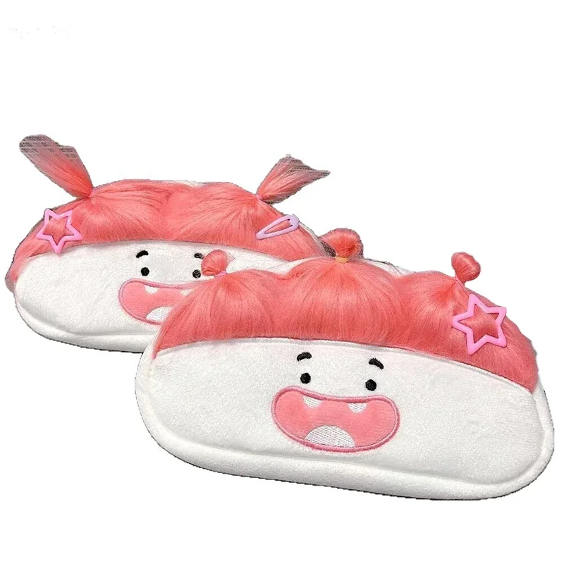 Humorous Pink-haired Large Capacity Plush Pen Pouch with Cartoon Design for School or Gift
