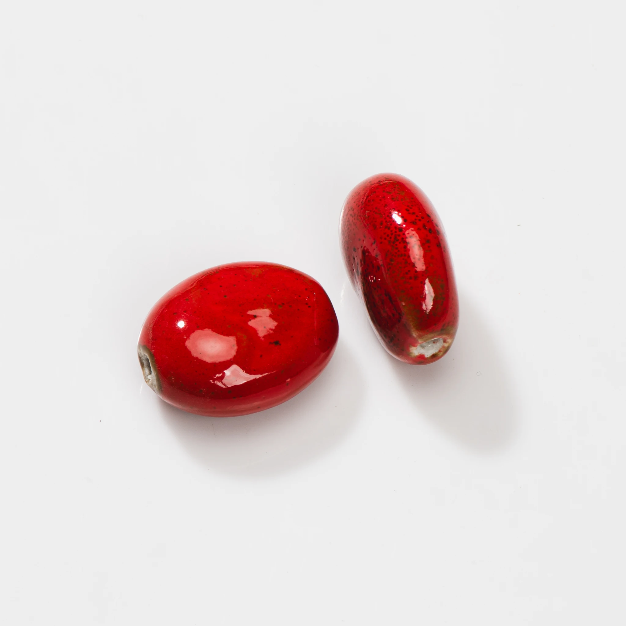 Large Oval Handmade Ceramic Beads 31*25*15mm High-Temperature Fired with 3-3.5mm Hole, 2pcs