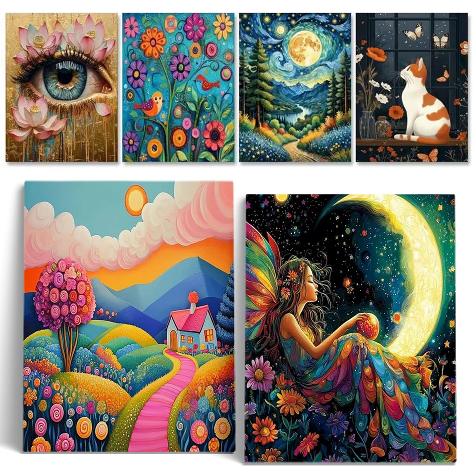 

SDOYUNO Landscape Diy Painting By Numbers Kits For Adults Canvas Painting Zero Basis Picture Numbers Painting Home Decors