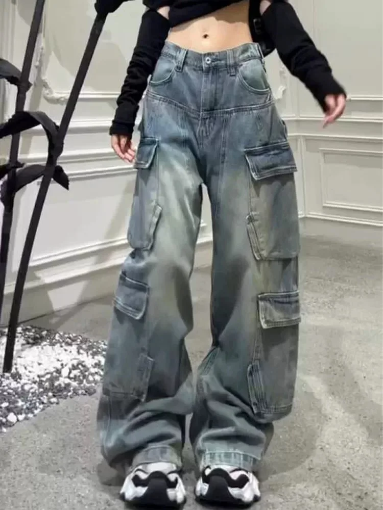 

Женские джинсы-клеш из плотного денима с множеством карманов, новинка 2025 года, в американском стиле