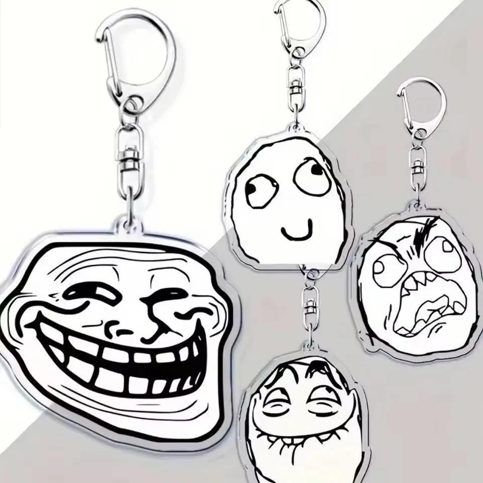 Lustiger TrollFace-Schlüsselanhänger für Zubehör, Tasche, NoMeGusta Rage Face ForeverAlone-Anhänger, Schlüsselanhänger, Ring, Schlüsselanhänger, Schmuck, Fans, Geschenke