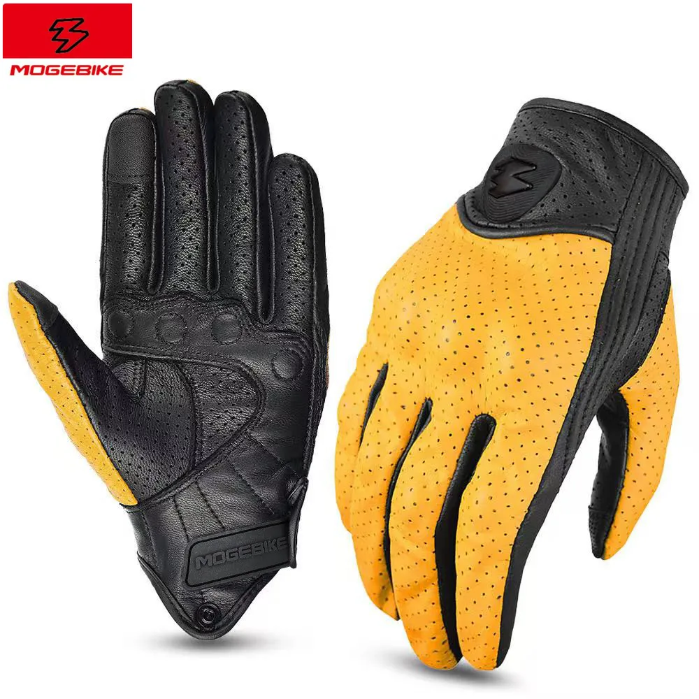 Motorcycle Leather Gloves Vintage Men Summer Protective Touchscreen Motorbike Motorcross Cycling Guantes Moto Biker Glove