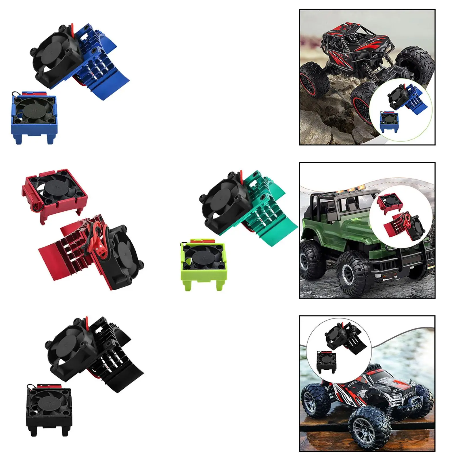

1/10 RC Car ESC Cooling Fan and Motor Fan Set RC Car Parts for Rustler Rally