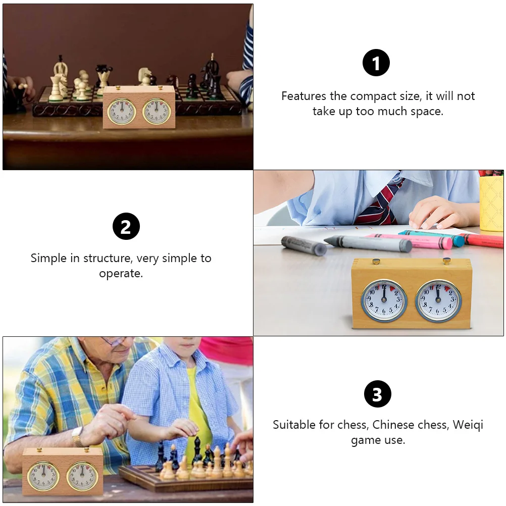 

1pc ChessClockMechanicalTimerWoodenPlasticAlloyLongLifeNoBatteryCompactSizeSuitableChessWeiqiBoardGameEntertainment