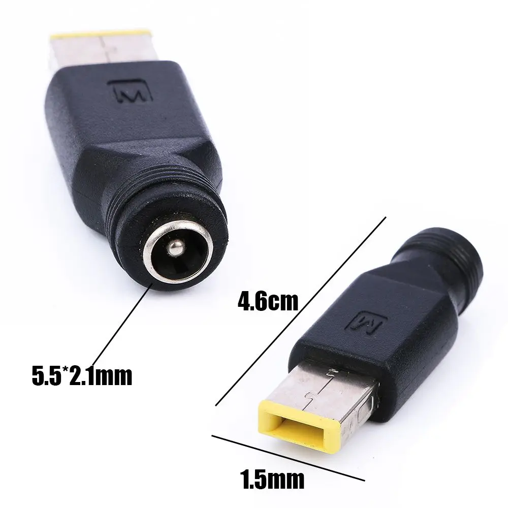 DC Round To Square End for Lenovo ThinkPad 5.5 × 2.1/ 2.5mm To Square Converter Power Charger Plug Connectors Laptop Adapter
