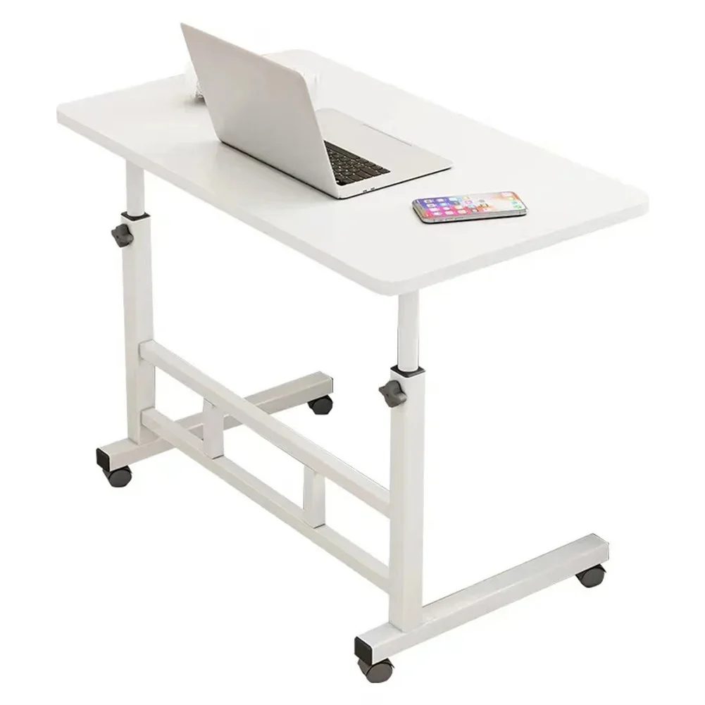 Mobile Computer Desk For Small Space, Adjustable Height Rolling Work Desk, Portable Standing Writing Desk With Wheels For Home O
