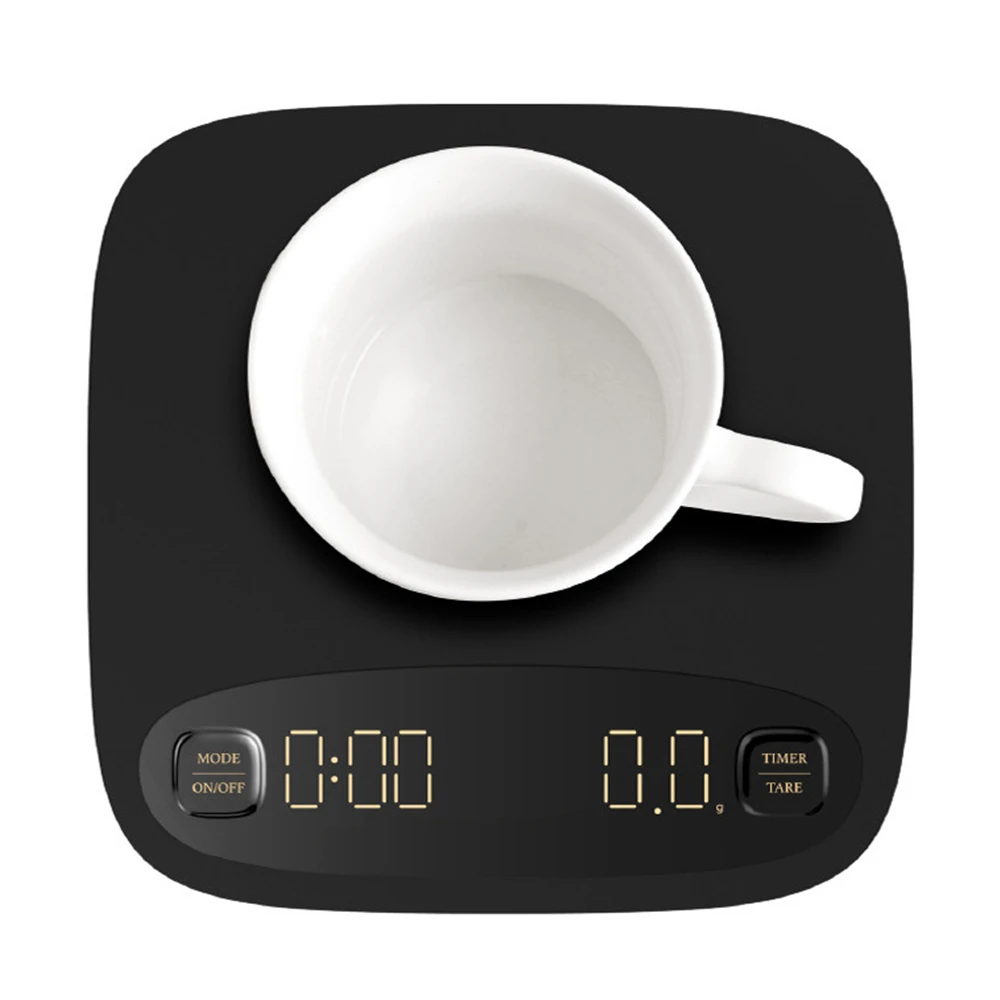 2KG/0.1 Digital Scale With Timer Black Mirror Basic USB Charging Pour Over Espresso Smart Coffee Scale Kitchen Scales