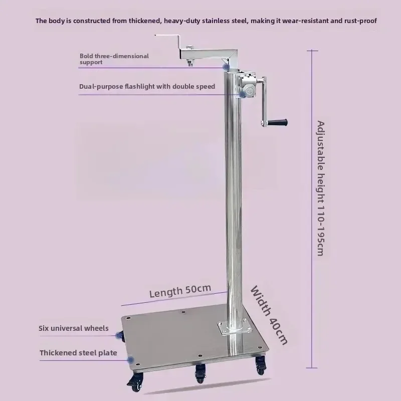 Adjustable‑Height Mobile Display Stand with 6 Wheels Base, Movable Support Bracket For Figure & Doll Showcase