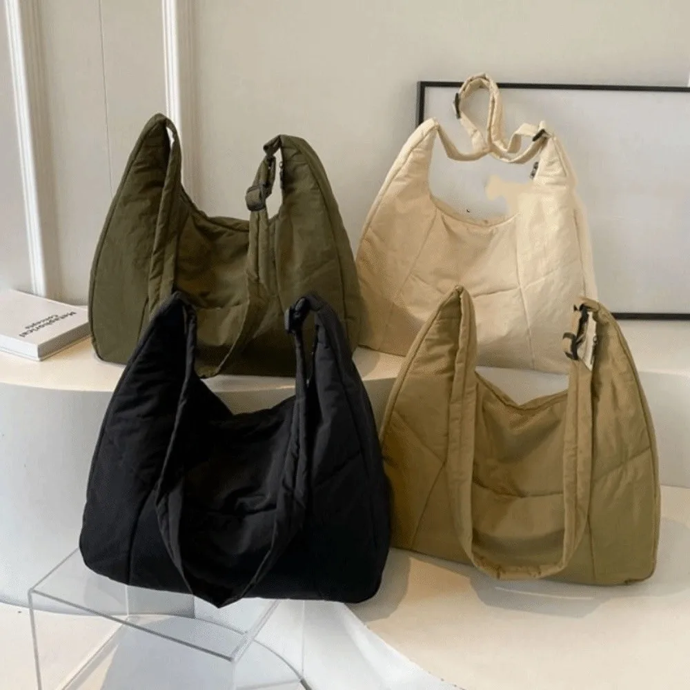 

Модная сумка на плечо из мягкой ткани на молнии, регулируемая повседневная сумка для покупок, однотонная сумка для хранения, сумка для покупок под мышками