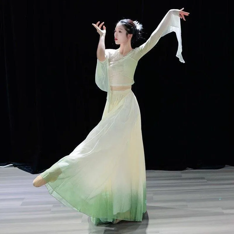 Women Classical Dance Suit Stage Performance Practice Costume Ancient Chinese Dancewear Hanfu Folk Outfit Cosplay Full Set view 4
