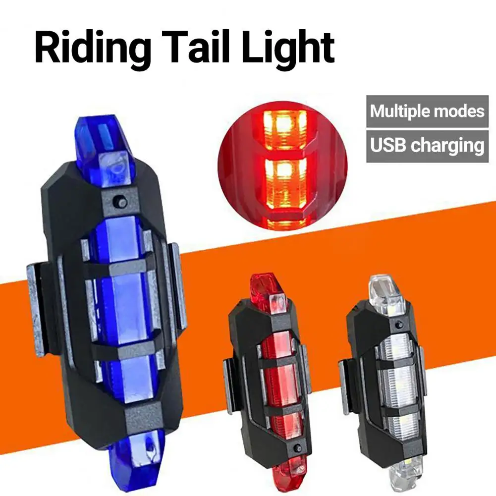 Bicycle Rear Light Waterproof USB Rechargeable LED Safety Warning Lamp Bike Flashing Accessories Night Riding Cycling Taillight