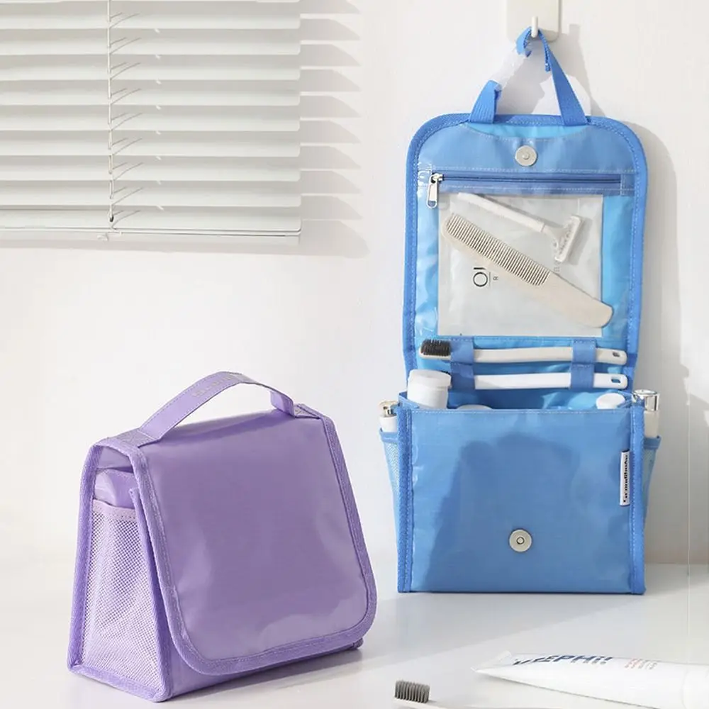 

Waterproof Foldable Toiletry Bag Handle Large Capacity Portable Makeup Storage Case Visualizing Pocket Toothbrush Holder