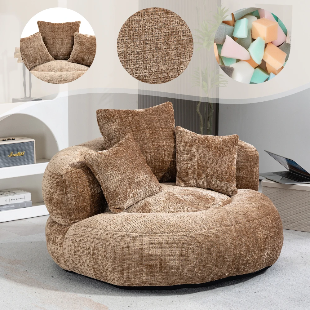 Lazy Sofa-Liege für das Wohnzimmer mit hoher Rückenlehne, Couch mit drei Kissen, langlebiger Komfort, einzelner Gaming-Sofastuhl für Schlafzimmer